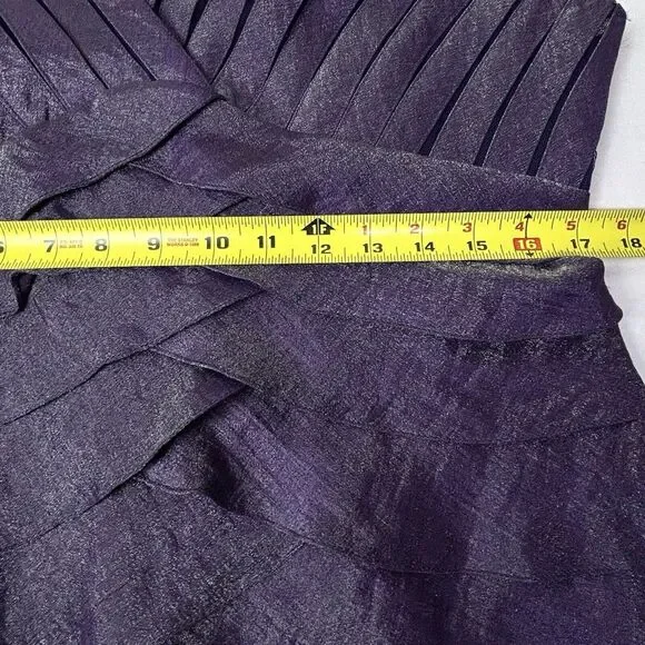 Adrianna Papell Tiered Mermaid Ruffle Dress Womens 14 Purple Sleeveless Bodycon - Picture 5 of 12